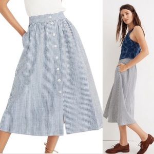 Madewell Palisade Button Front Striped Midi Dress